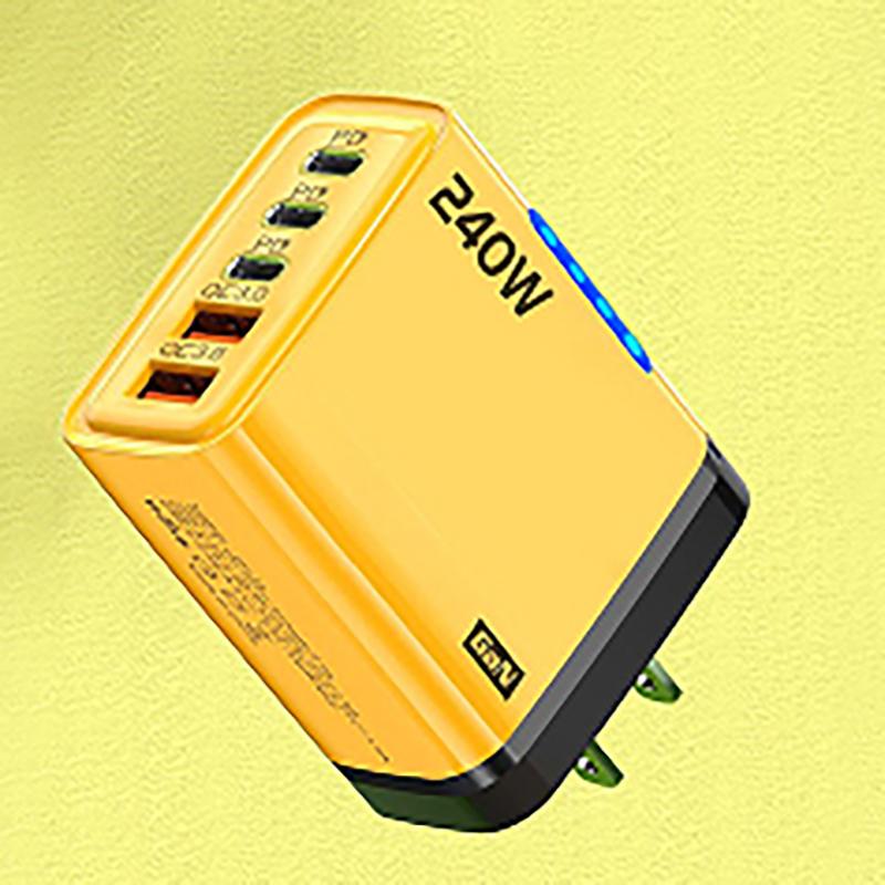 240W 5 Port GaN Fast Charging Adapter USB C PD QC3.0 Charger Portable for International Travel Multi Electronics Charging