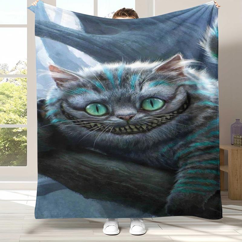 

Alice in Wonderland Cartoon Cheshire Cat Flannel Blanket,Ultra Soft Warm Plush Throw for Home Bedroom Bed Sofa Cover Kid Gift 75x90cm