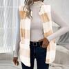Plaid Fleece Vest For Women  Fall Winter Fuzzy Thermal Warm Sleeveless Jacket Trendy Outwear