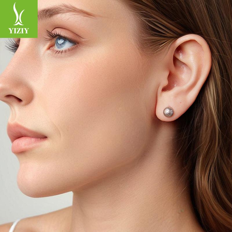 S925 Sterling Silver Basketball Stud Earrings For Men And Women, Personality Vitality Whole Body Silver Spherical Stud Earrings