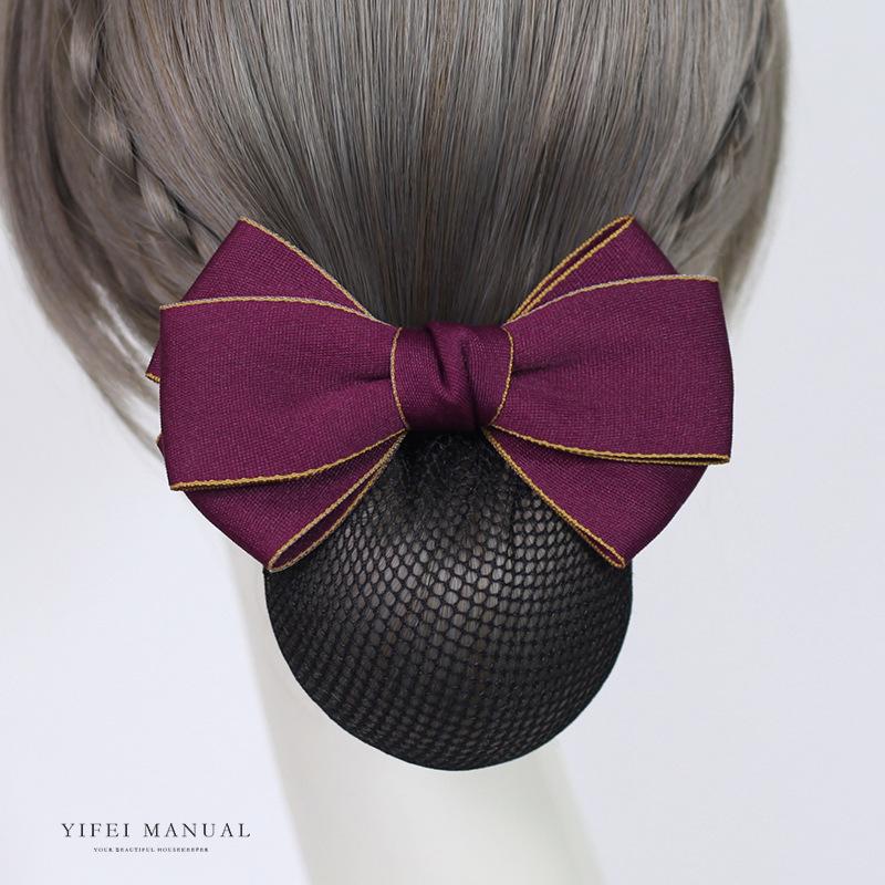 Head Flower Female Vocational Nurse Hairnet Bank Flight Attendant Special Disc Hair Net Pocket Bow Hairpin Tooling Headdress