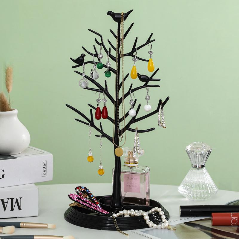 

Подставка для серег и украшений в виде дерева с птицами - Дисплей в форме дерева для серег, ожерелий и резинок для волос чёрный