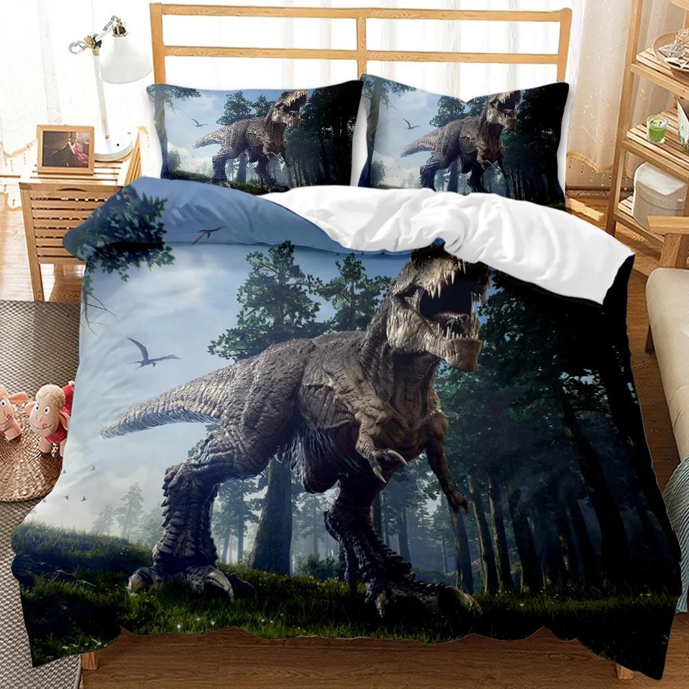 

Dinosaur Bedding Set Jurassic Age Tyrannosaurus Rex Duvet Cover Set Kids Boys Queen King Full Twin White Polyester Quilt Cover 70x133cm 2pcs