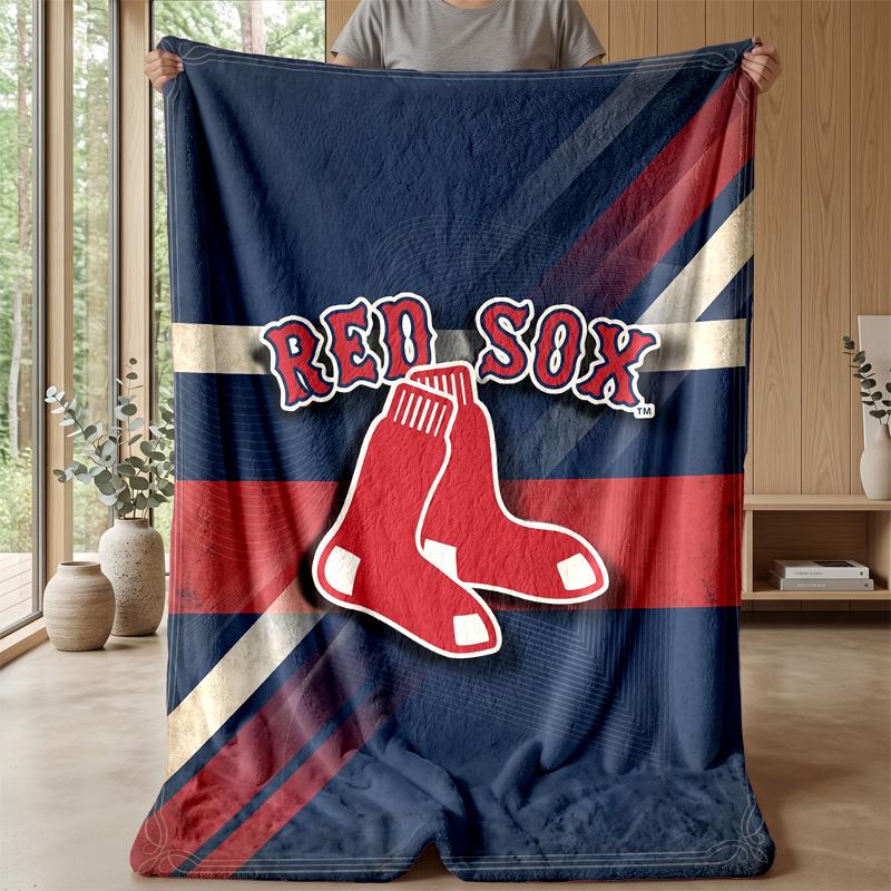 Boston Red Sox Flannel Fleece Blanket Cozy Warm Throw Blanket For Couch Bed Travel All Season Use
