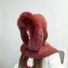 Versatile Balaclava Hat Imitation Mink Wool Drawstring Design Knitted Hat Warm Cold-proof Pullover Hat Autumn Winter Women Wear