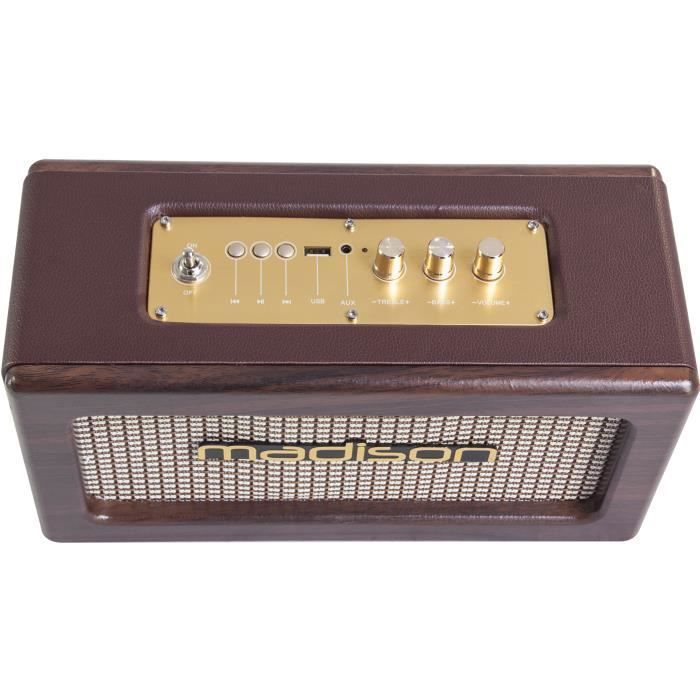 MADISON FREEDSOUND-VINTAGE -WD - Enceinte Vintage Autonome Avec USB Et Bluetooth 2 X 10W
