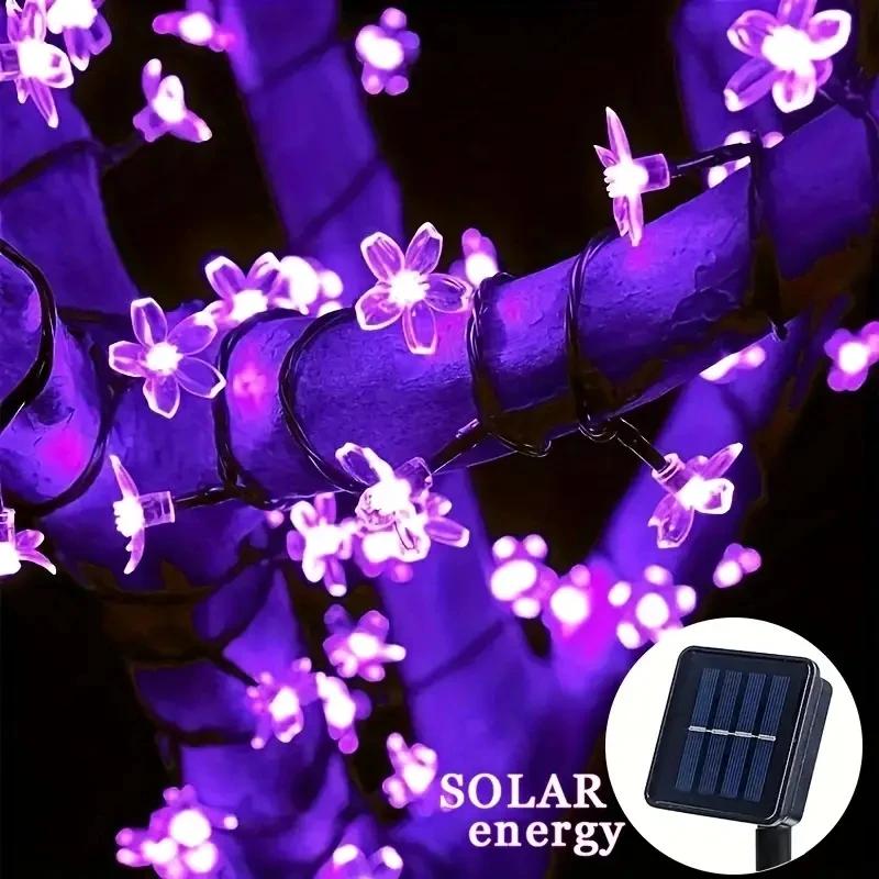 1pc 5/7/12/22M Solar String Sakura Lights 20/50/100/200LEDS Outdoor Waterproof Festival Garden Decorative Lights