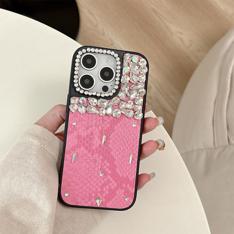 Diamond Luxury Leather Snake Skin Texture Phone Case for IPhone 17 Promax Hard Case for Apple 16 Socialites 15