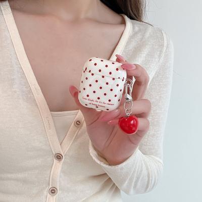 Korean Polka Dot for AirPods 1 /1 Protective Case Pro1 Apple Bluetooth 1/1 Generation Earphone Case Tomato Pendant