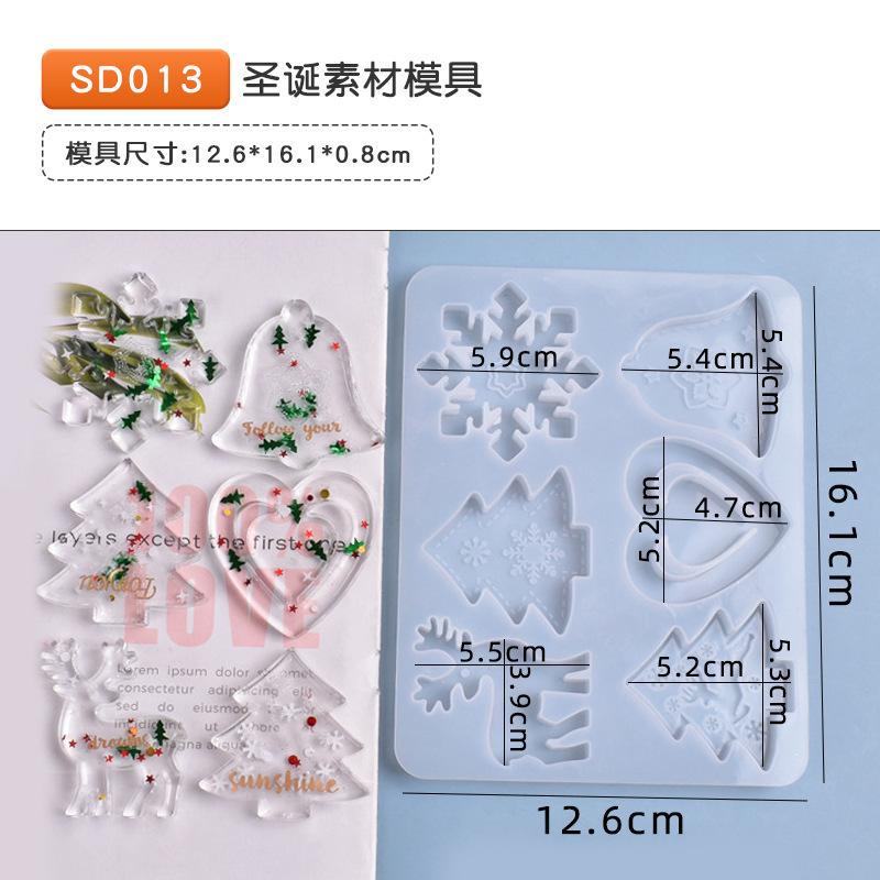 

Christmas Mold DIY Resin Crystal Epoxy Mold Snowflake Elk Pendant Keychain Listing Jewelry Silicone Mold Set For Resin