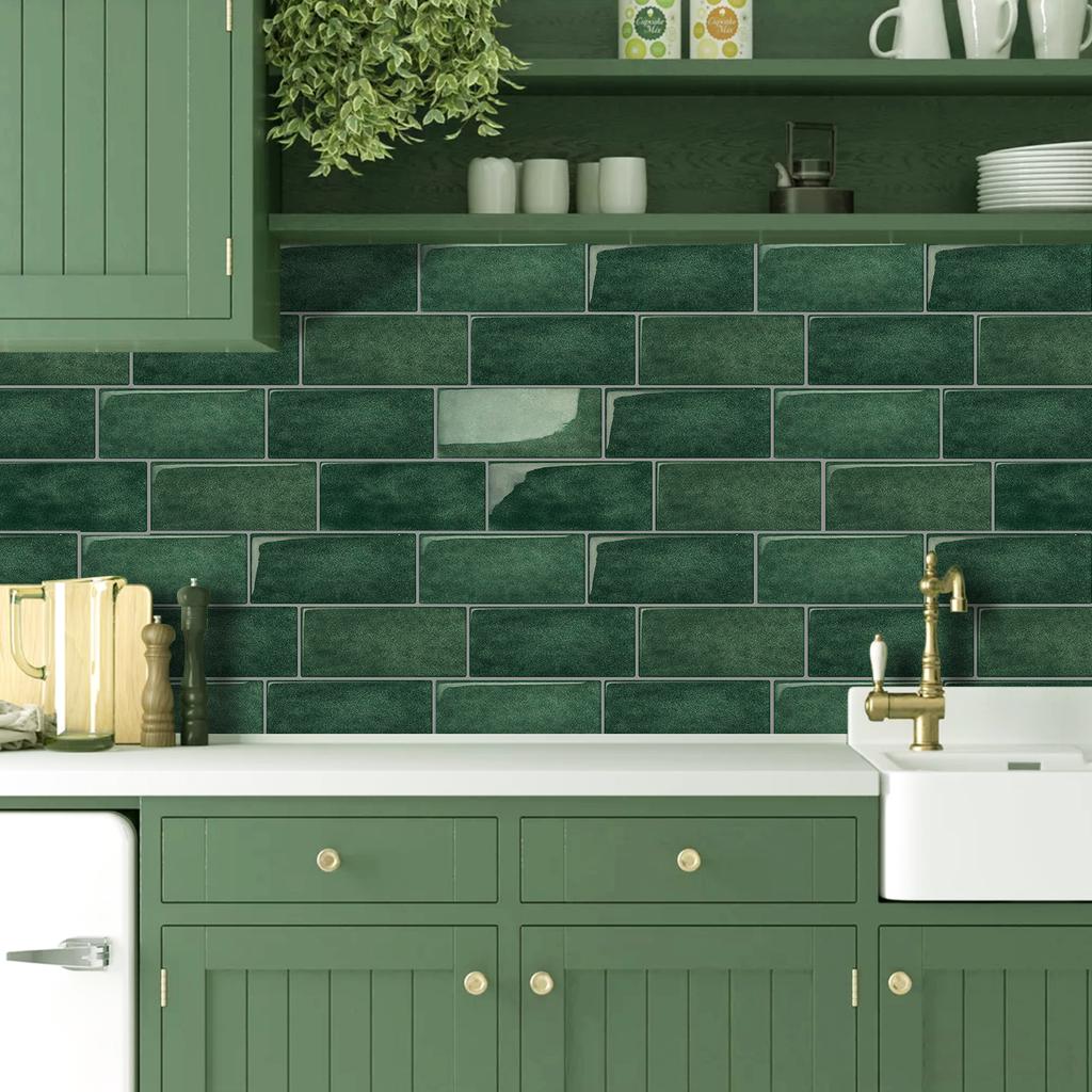 3 Pcs/pack Strong Adhesive Wallpaper DIY Subway Wall Tiles Kitchen Bathroom Backsplash Stickers Waterprof for Home Decoration