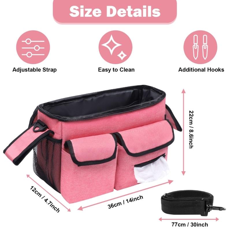 Lightweight Hanging Storage Bag for Strollers Reinforced Stitching Design Portable Compact Baby Pram Cart Accessory