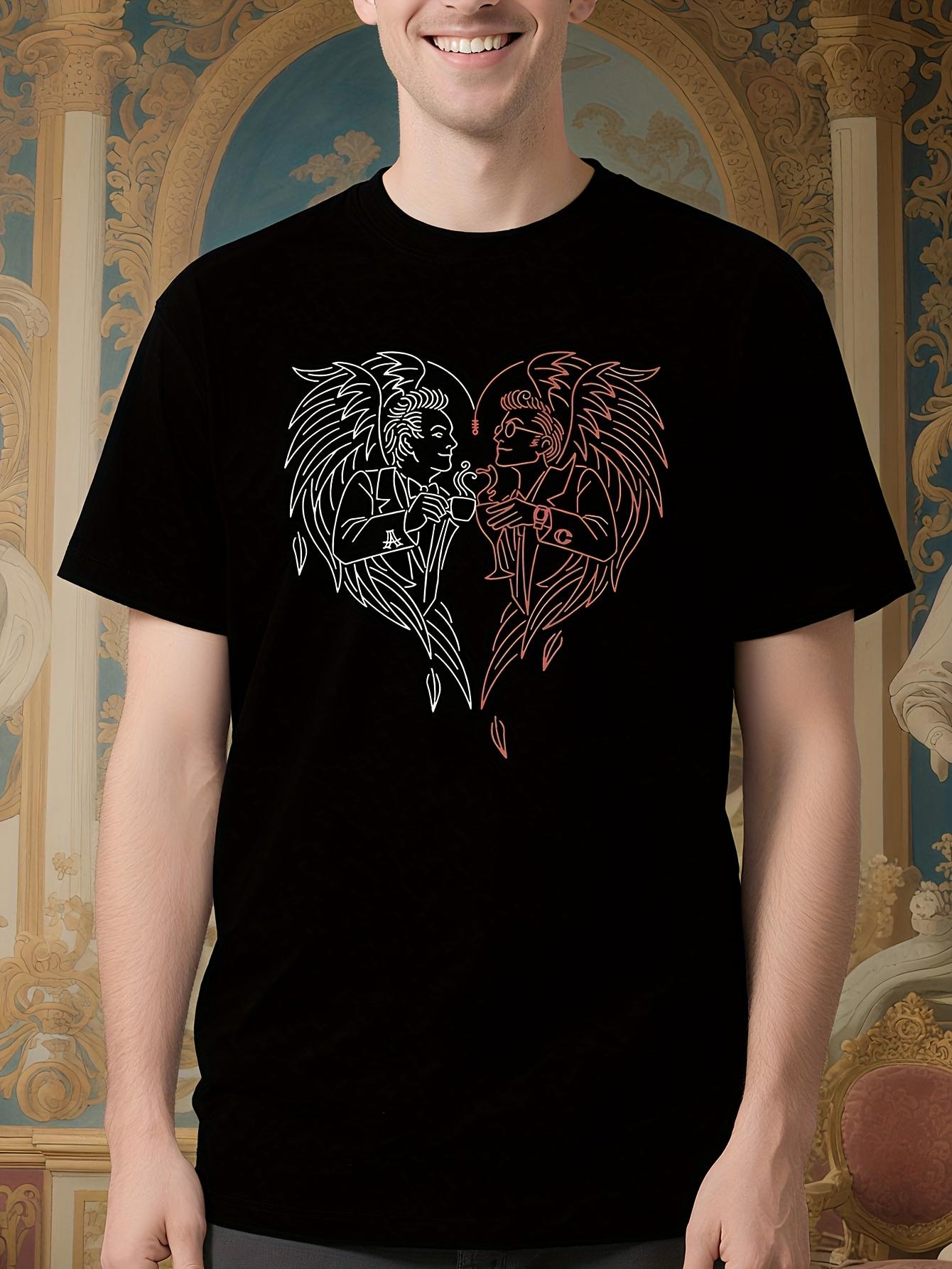 Good Omens Inspired Graphic Tshirt - Black Tee with Red H... XXXL