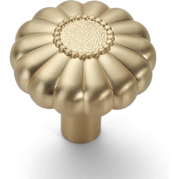 Asidrama Cabinet Hardware Knobs, 10 Pack Brushed Gold Zinc Alloy Kitchen Drawer Dresser Cabinet Handles