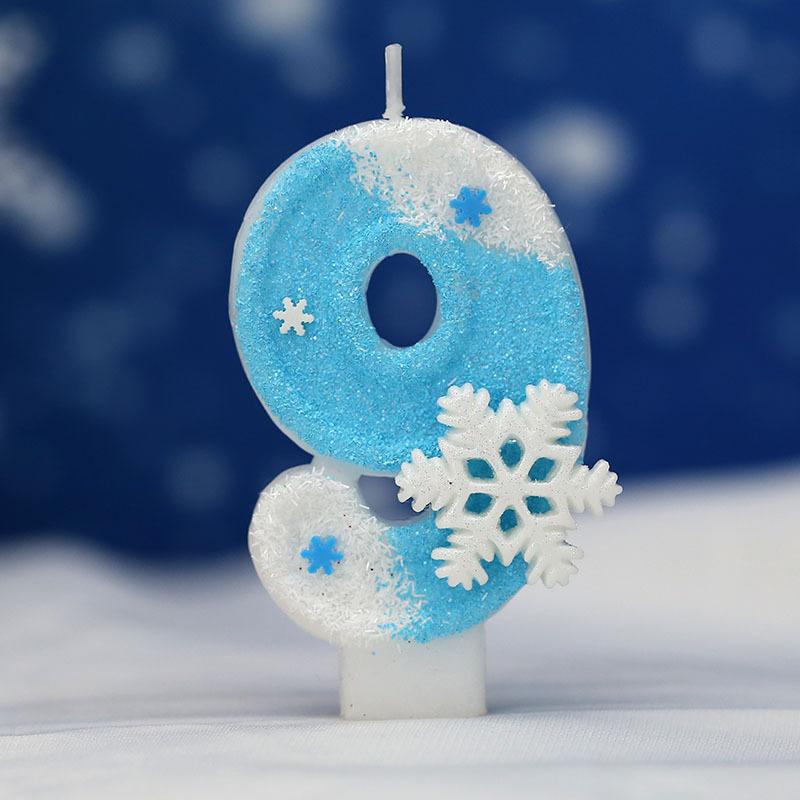 Blue Snowflake Birthday Frozen Candles 0-9 Number Cake Candle Princess Cake Topper Birthday Party Decoration Party Cake Supplies