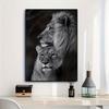 Charming Black Lion & Lioness Love Canvas Art - Frameless Wall Decor for Living Room, Bedroom, Home Office, Artistic Decoration