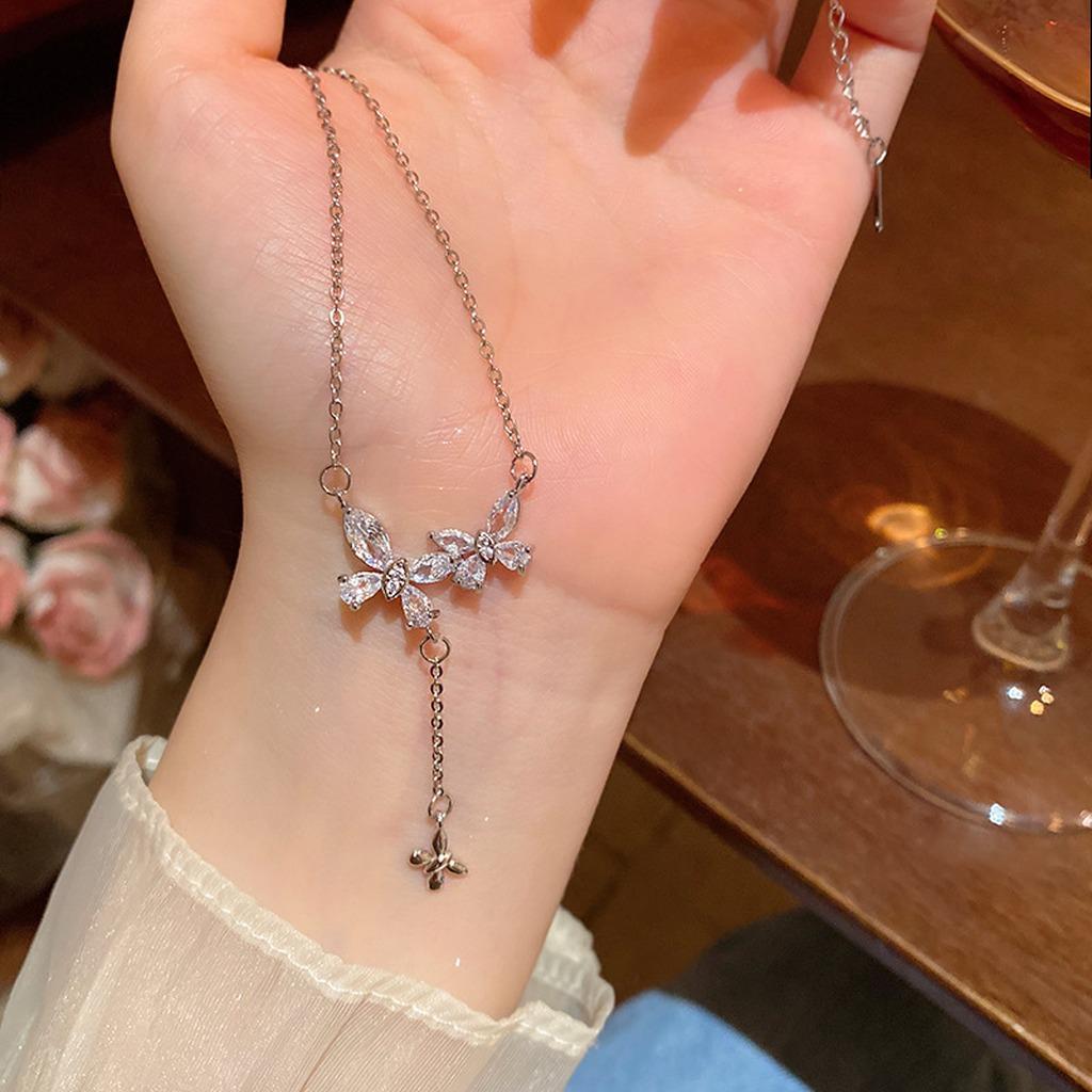 Fashion Jewelry Necklace Cubic Zirconia Sparkling Cubic Zirconia Necklace Butterfly Pendant Necklace Color-Retaining For Parties