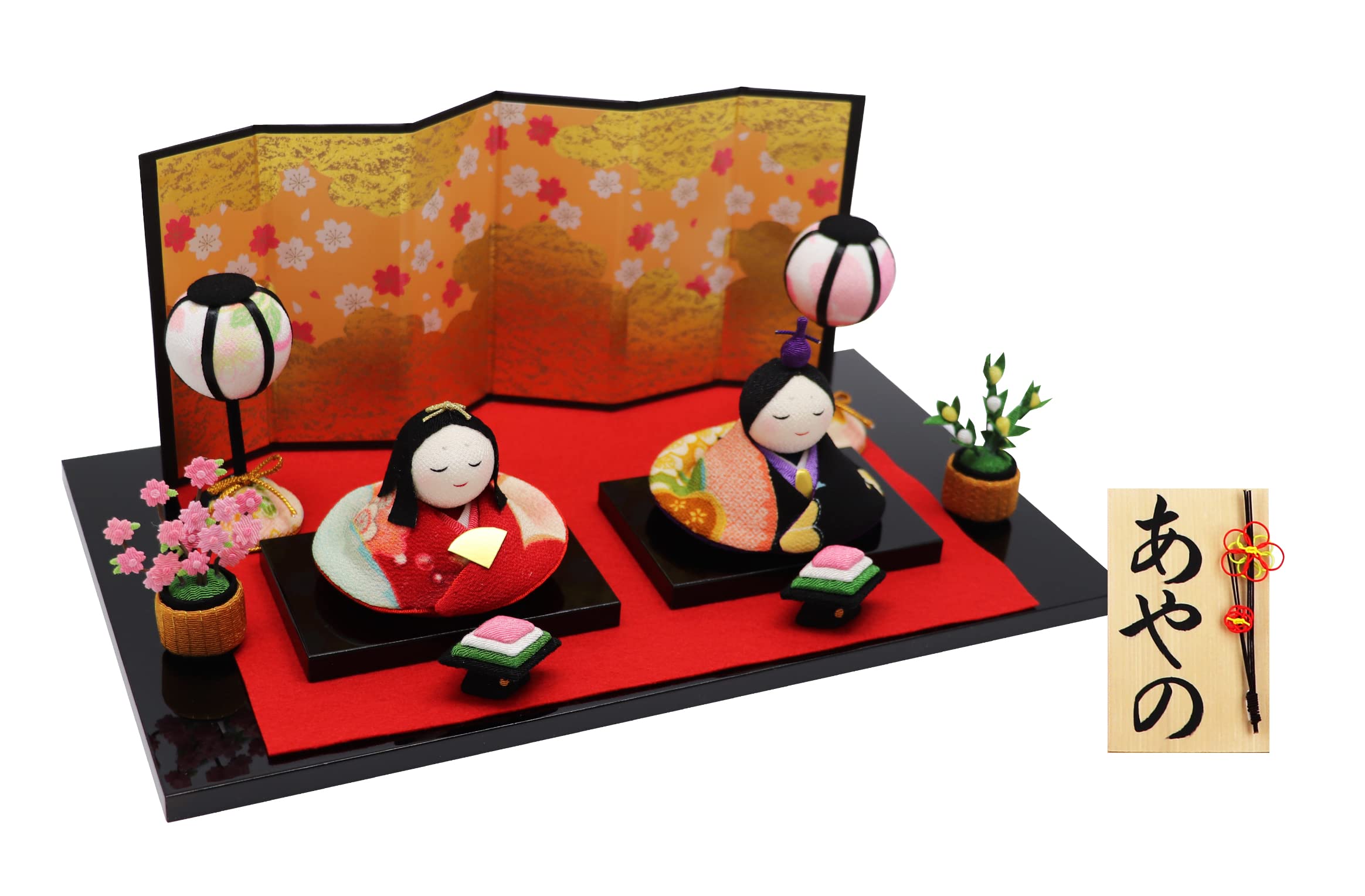 

Осака Чосейдо Оригинальная Компактная Мини Кукла Хина с Персонализированной Деревянной Биркой Чиримэн Хина 32см Ханамидзуки Хина (Отправлено отдельно) Кукла, Широкий, белый