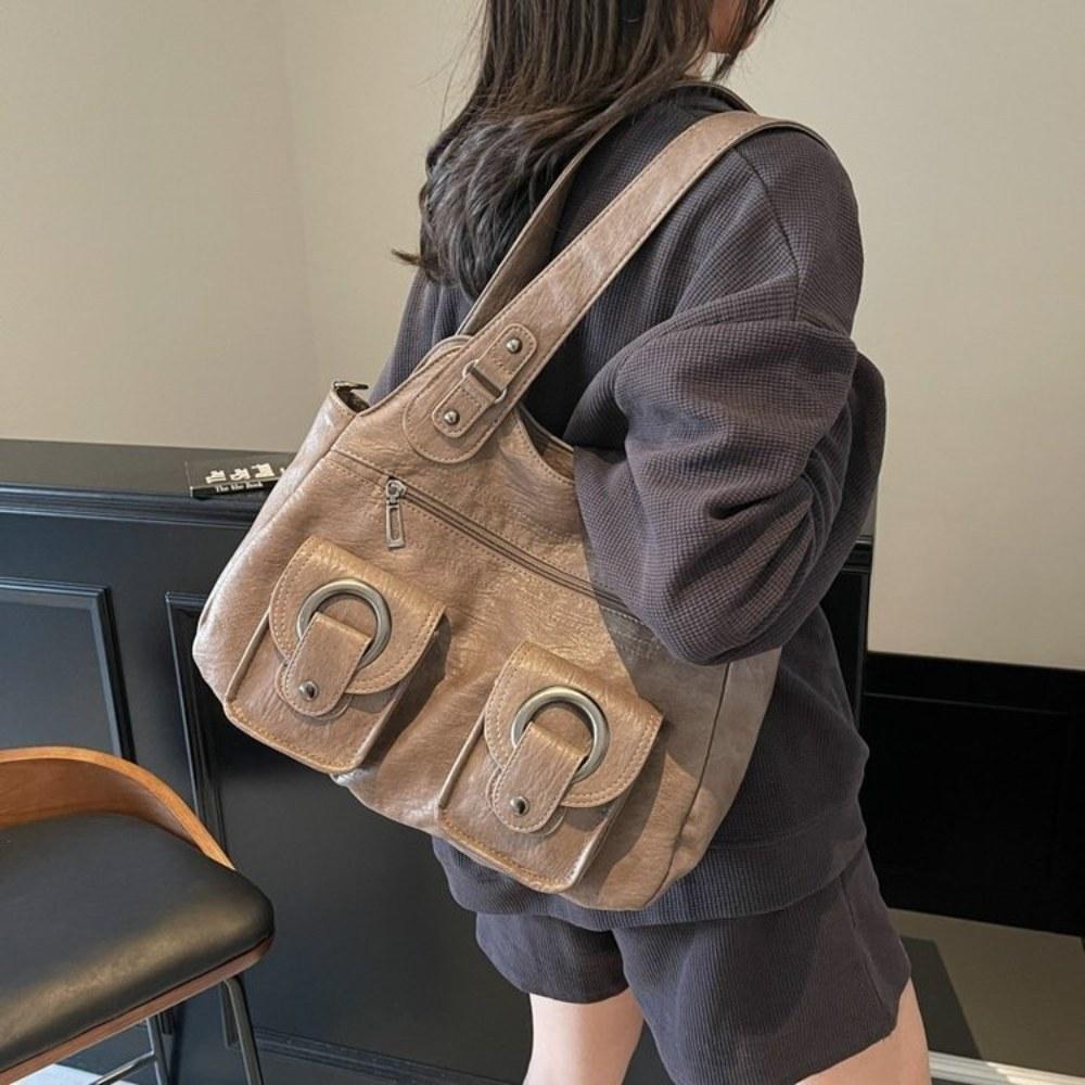 Multi Carry Faux Leather Handbag with Shoulder Crossbody and Handheld Options
