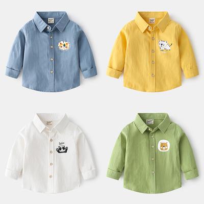Children's Thin Lapel Soft Cotton Shirt Spring and Autumn Boys Casual Cartoon Shirt