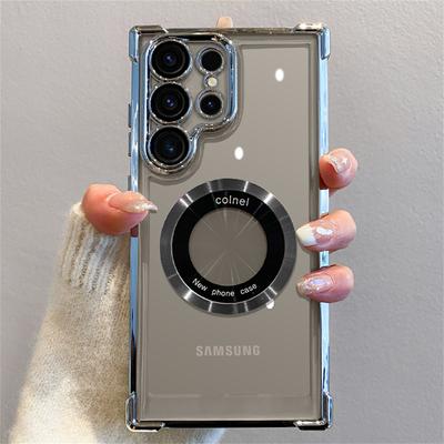 Custodia Magnetica Trasparente con Placcatura 6D Per Samsung Galaxy S24 S25 Ultra S23 FE S22 S21 Plus Per Magsafe Pellicola per Obiettivo Cover Bumper