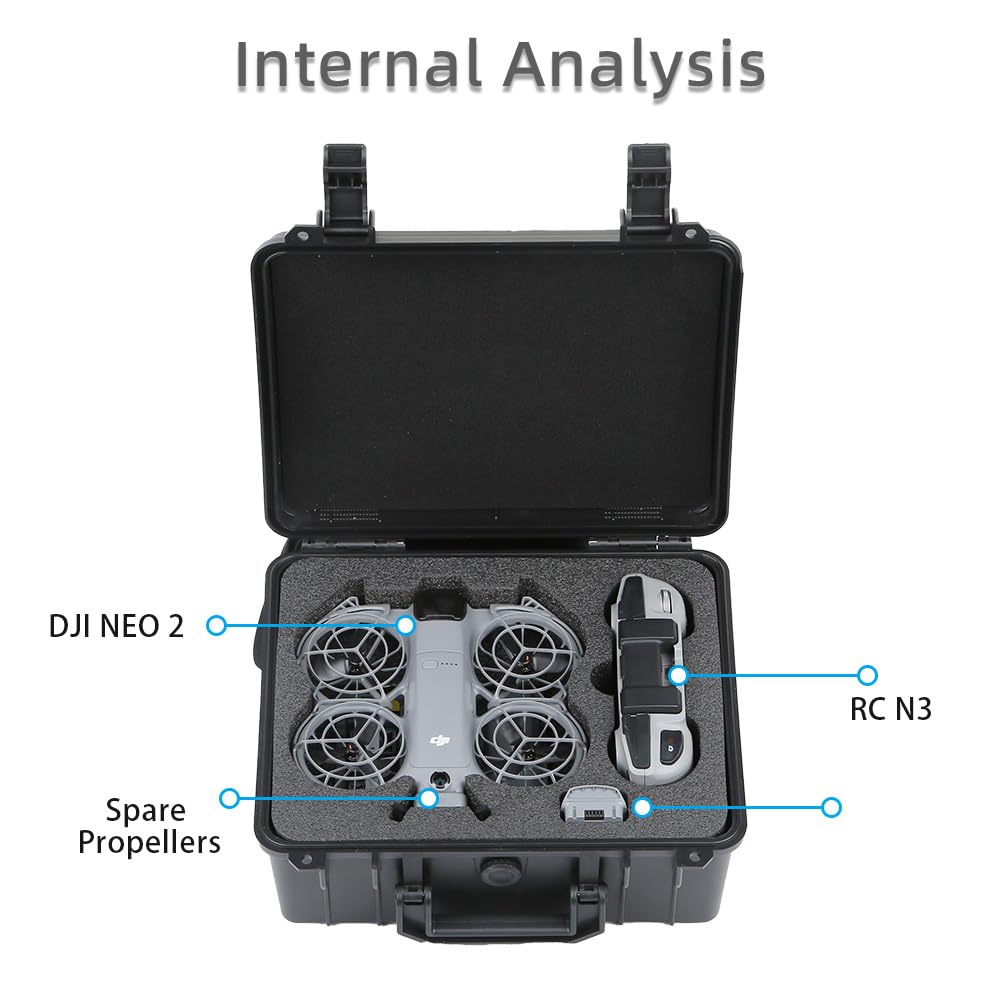 DJI Neo 2 Drone Storage Case, Waterproof Hard Carrying Case, Large Capacity, Full Protection, Dustproof, Shockproof, and Convenient to Carry