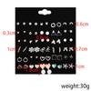 Korean Version of Fashion Sweet Love Bow 10 Pairs of Stud Earrings Set New Pearl Leaf Earrings
