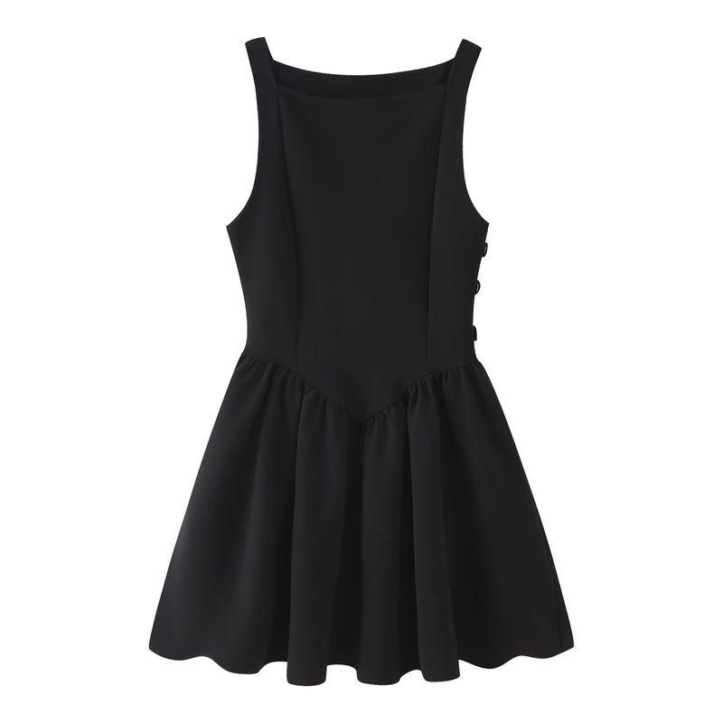

Kaslead New Arrival Women s Clothing Fashion Style Fashion Pleated Boat Neck Silm Short Sleeveless Dress 5584320 Black L
