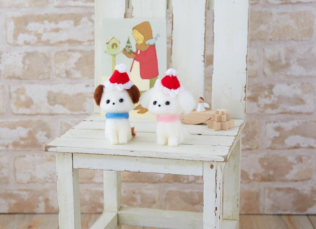 Hamanaka Felt Kit, Enjoy a Handmade Christmas with Felted Wool, Maltese & Beagle, H441-474