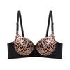 Sexy Leopard Print Front-button Bra for Small Breasts Push-up Bra for Side Breasts and Anti-sagging No Steel Ring Seamless Back Bra