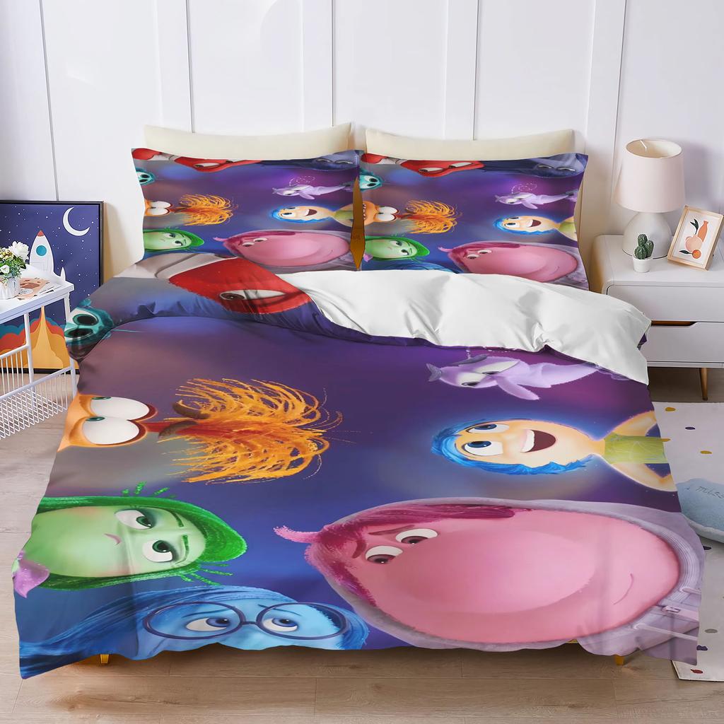 Inside Out Anime Home Bedroom Comforte Nordic polyester material suitable for children and adults 3-piece set