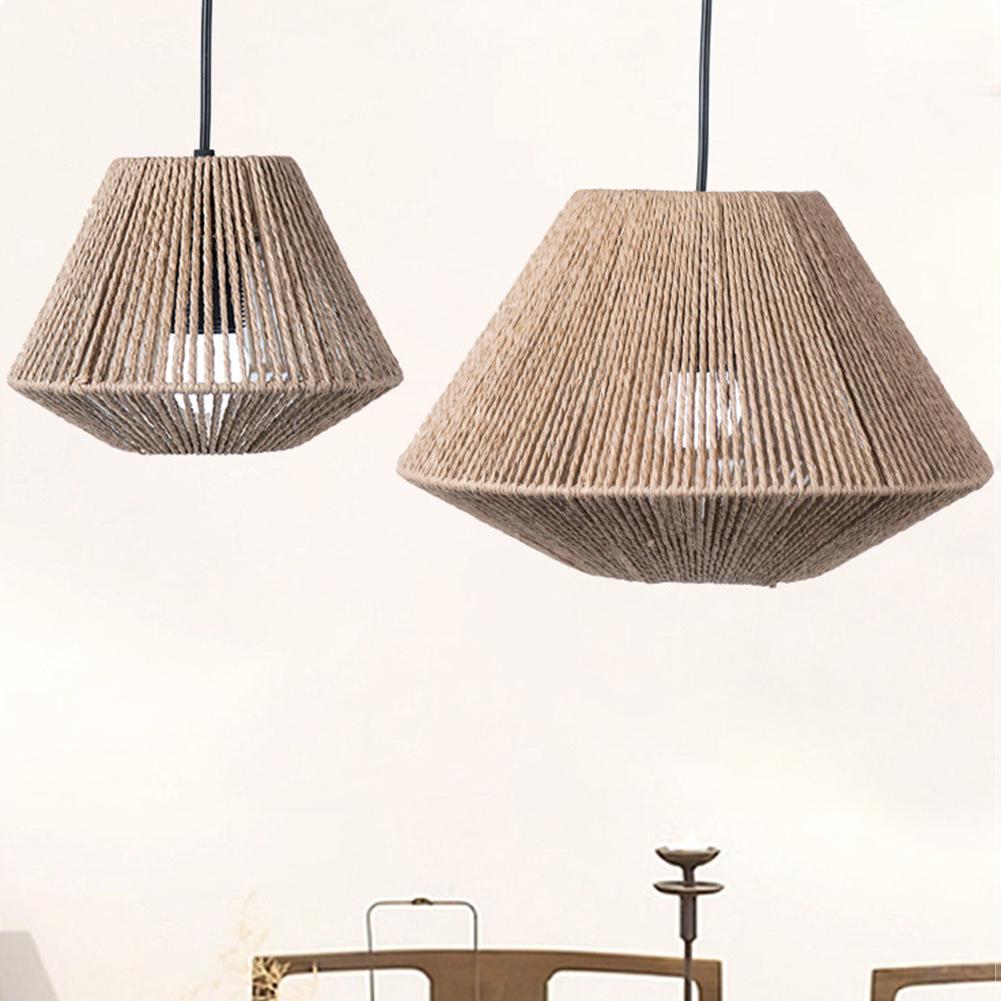 Woven Paper Rope Ceiling Fan Light Bulb Cover Simulation Rattan Pendant Lamp Cover for Floor Light for Bedroom Living Room Decor