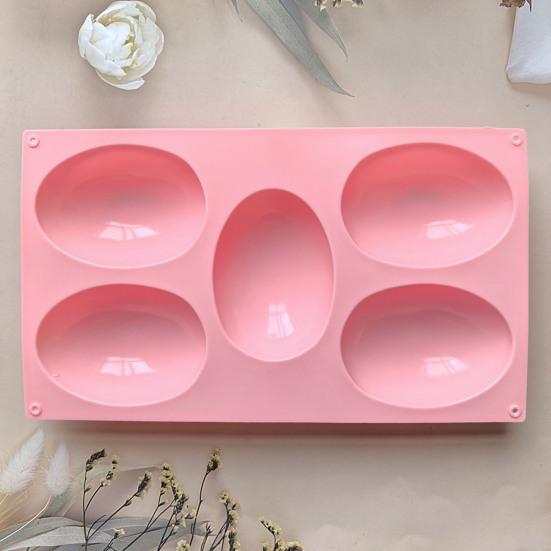 Easter Egg Silicone Mold 5 Cavity Egg Shape Easter Baking Mold Non-Stick Chocolate Mold Freezer Safe Mold for Jelly Ice Cream Candy Dessert
