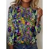 Fashion Women's Vintage Flower Graphic O-Neck Long Sleeve T-Shirt Casual Tops Womens Clothing Harajuku Female Clothing Pullover