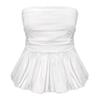 Off-Shoulder French Pleated Bandeau: Cinched Waist, Sweet & Spicy Bud-Shaped Slim-Fit Camisole, New Elegant Summer Design.