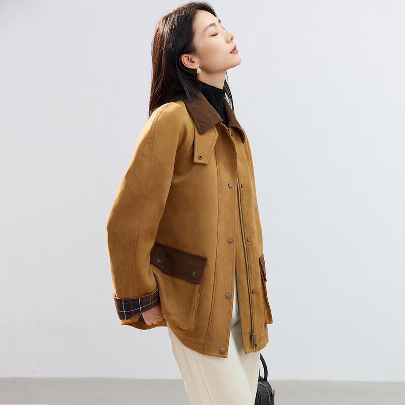 Handu Yishe Damen Jacke aus Wildlederimitat mit Wattierung