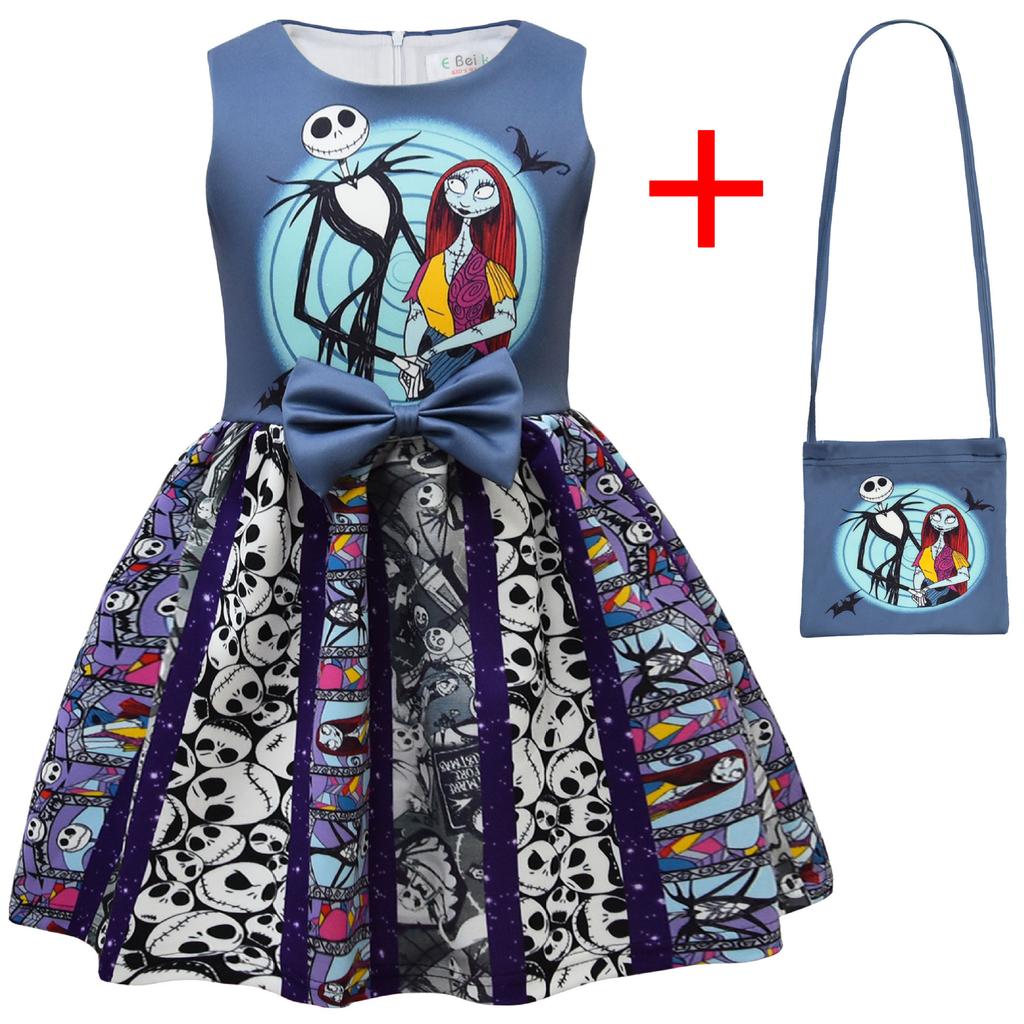 Halloween Sally And Jack, Bow Girl Dress + Bag 9196