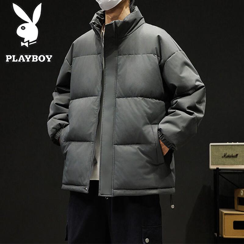 Playboy Men's Stand Collar Winter Padded Jacket
