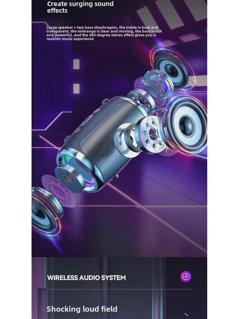 Chytrý přenosný Bluetooth reproduktor: Velký objem, malé rozměry pro domácí, venkovní a automobilové audio