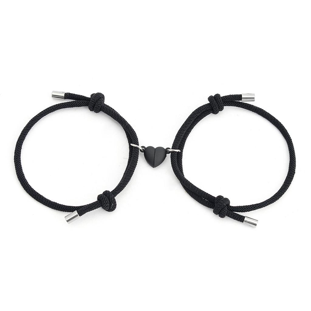 Milan Rope Heart Magnet Couple Bracelets Set for Men and Women