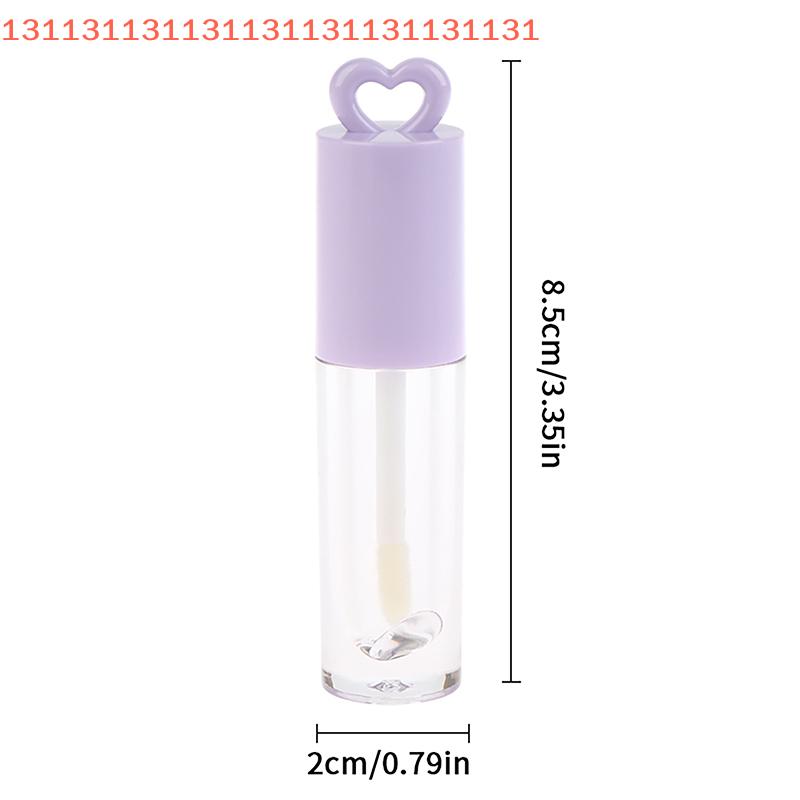 2.5ml Pink Heart-shaped Lip Enamel Tube With Keychain And Brush Rod Lip Gloss Tube Empty Bottle Lips Glaze Container Makeup Tool