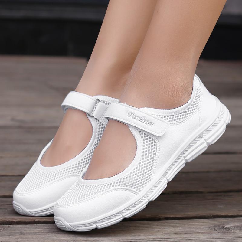 New Autumn Trendy and Fashionable Mom Casual Shoes, Large-sized Breathable and Lightweight Solid Color Mesh Shoes for Women