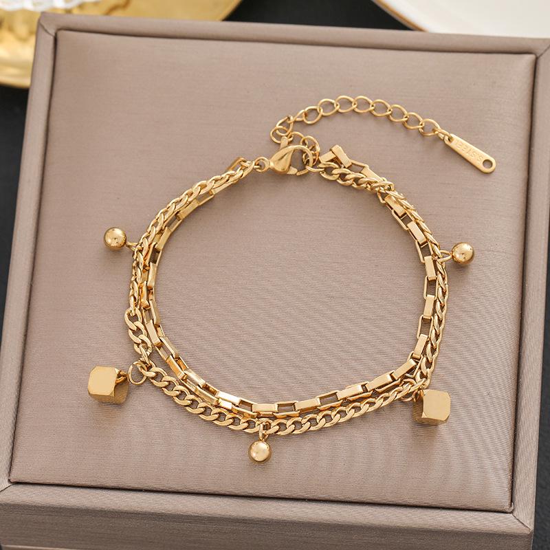 Meichen 18k Gold Non-Fading Titanium Steel Women's Fashion Bracelets - Simple, Versatile, Trendy European and American Style.