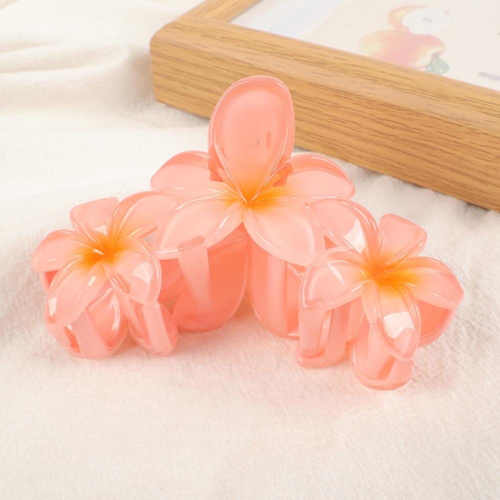 Gradient Design Hair Clip Claws Plumeria Shark Hair Claw Colorful Gradient Flower Clips  Girls Gift