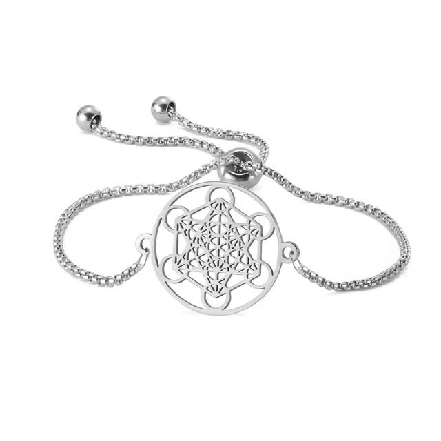 Edelstahl Erzengel Metatron Würfel Charms Armbänder Herren Damen Blau Rot Schwarz Seil Armband Amulett Heilige Geometrie Schmuck