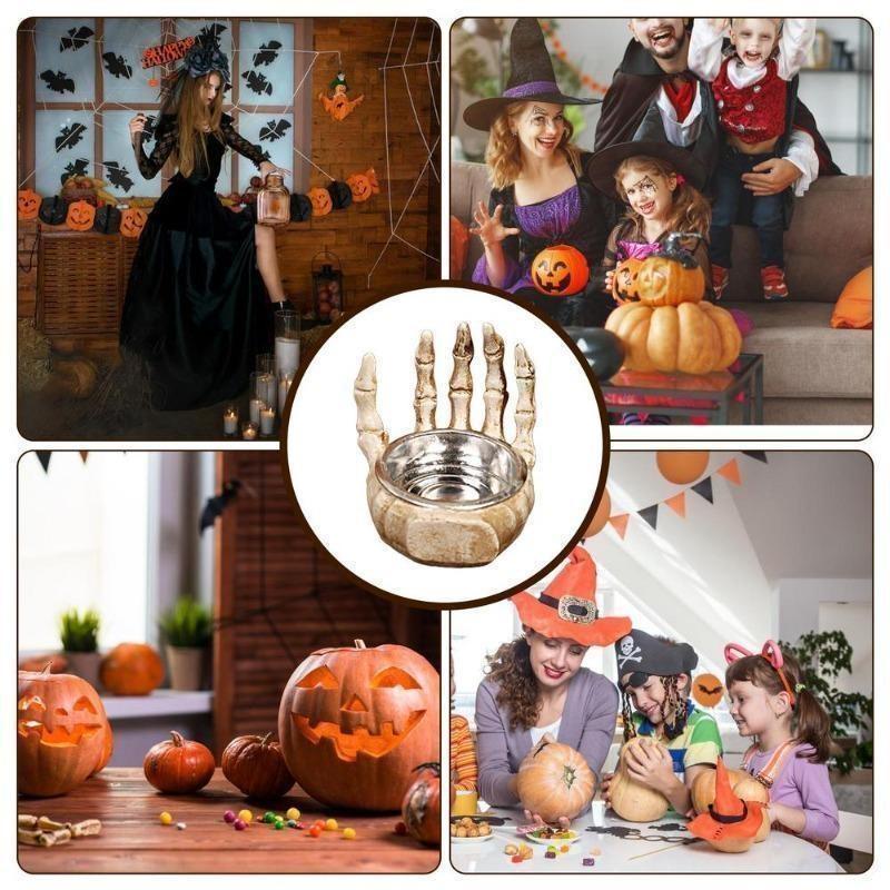 Halloween Skull Candlestick Ornaments Resin Skull Candle Holders Decor for Table