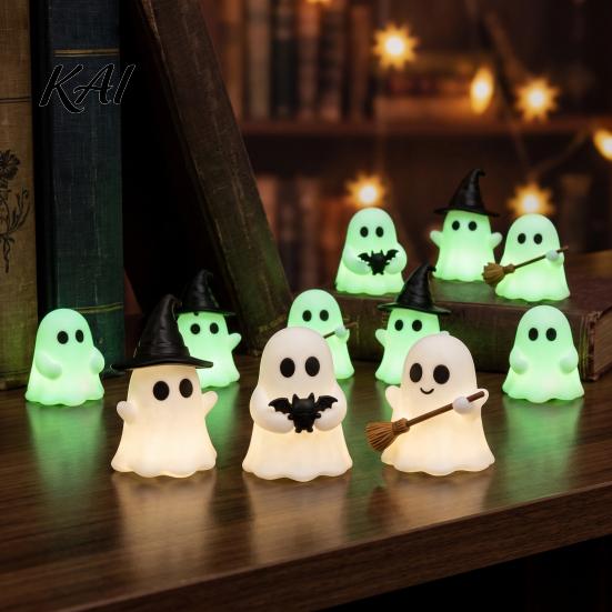 Holiday Party Table Display Halloween Luminous Mini Ghost Figurines, Glow in The Dark Cute Small Home Decor Miniature Statue for Micro Landscape,