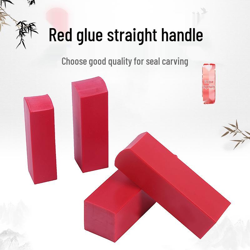 Red Rubber Handle Financial Name Seal Stamp - Square 25, 20, 18, 16mm - Rubber and Plastic Grip. Plastic Flat Stamp 15x6
