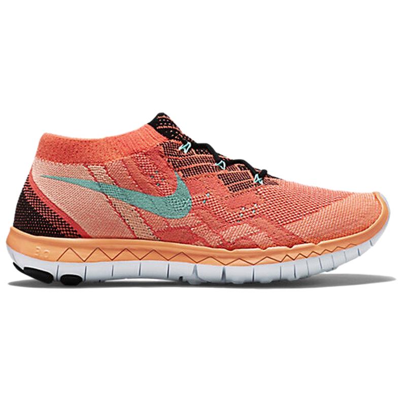 New Nike Free 3.0 Flyknit Cushioned Slip Resistant Low Top Casual Running Shoes Women's Orange Blue 718420-008