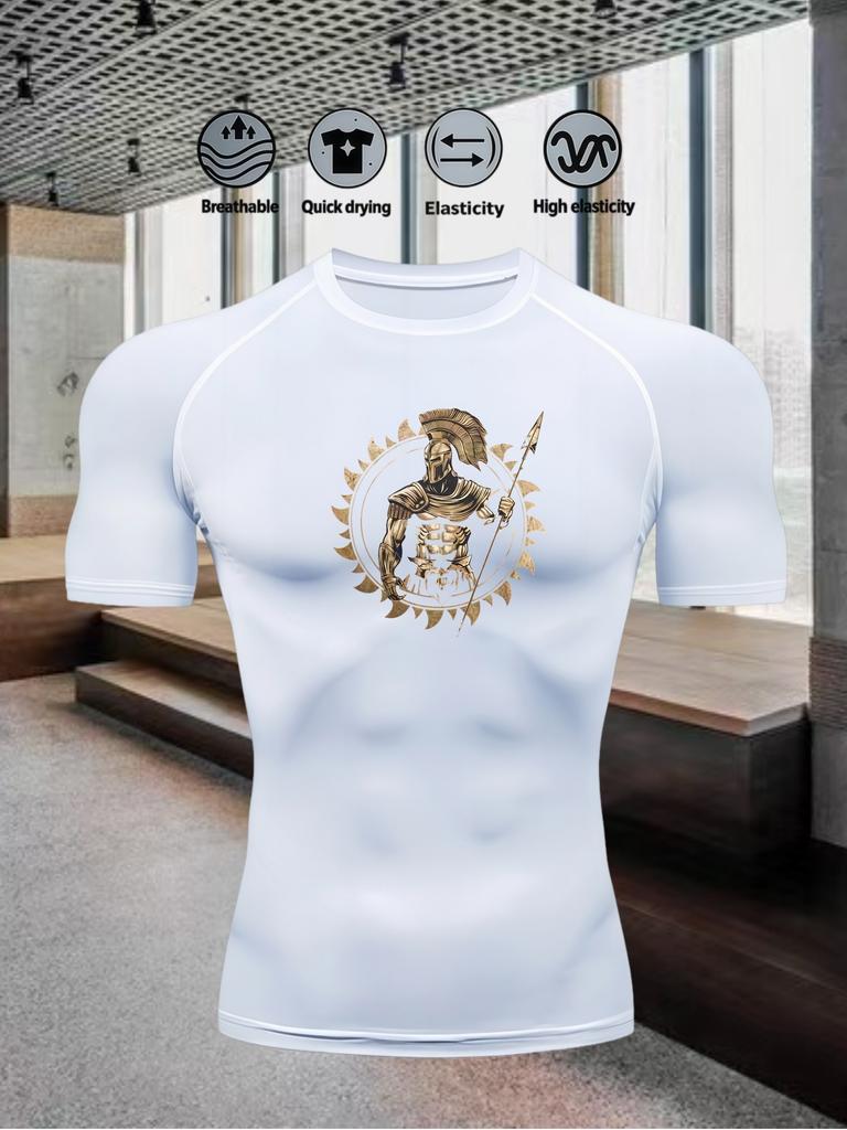 Men's Short Sleeve Compression T-Shirt Breathable Elastic Ancient Greek/Strength Training Style Top